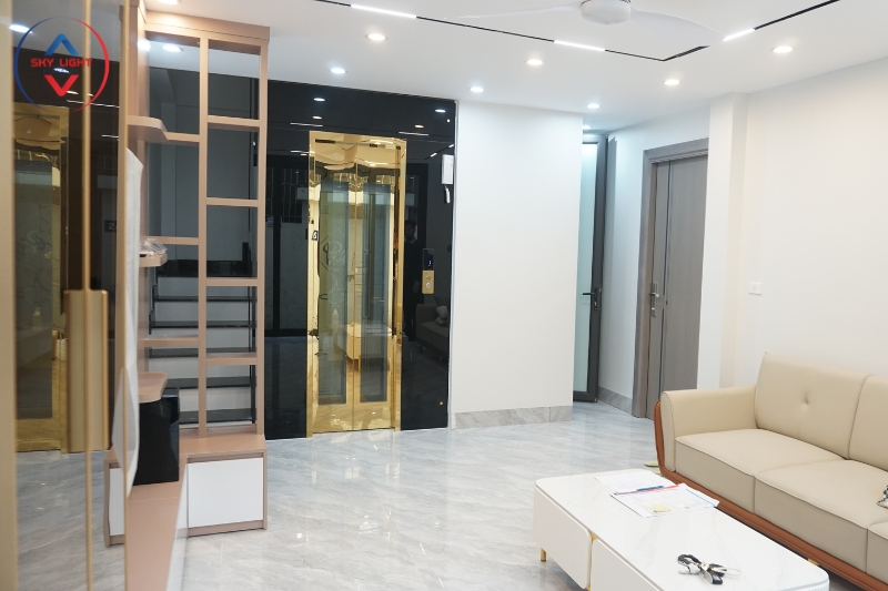 Thang máy gia đình cửa kính 2 cánh