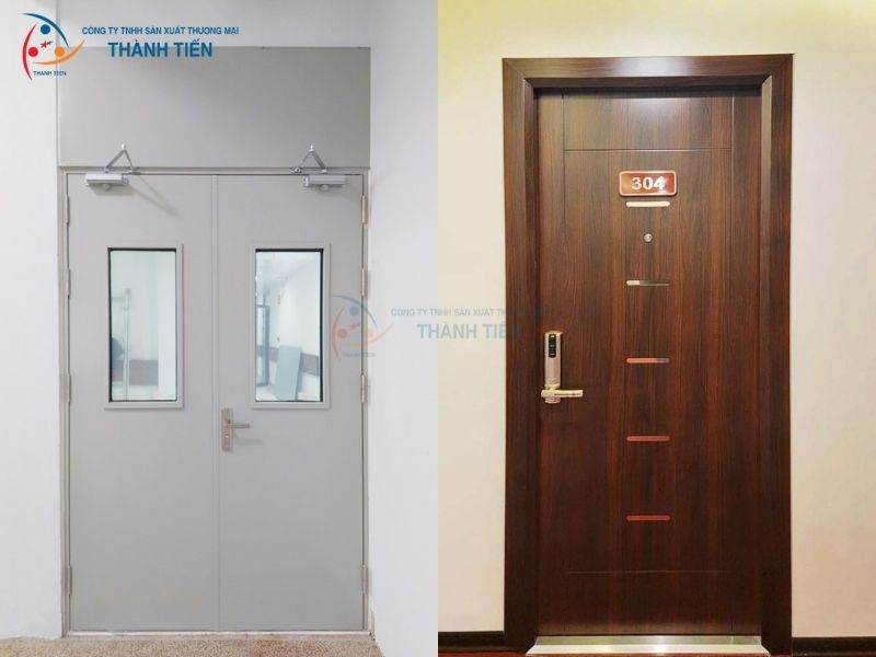 Cửa thép chống cháy sơn tĩnh điện - vân gỗ